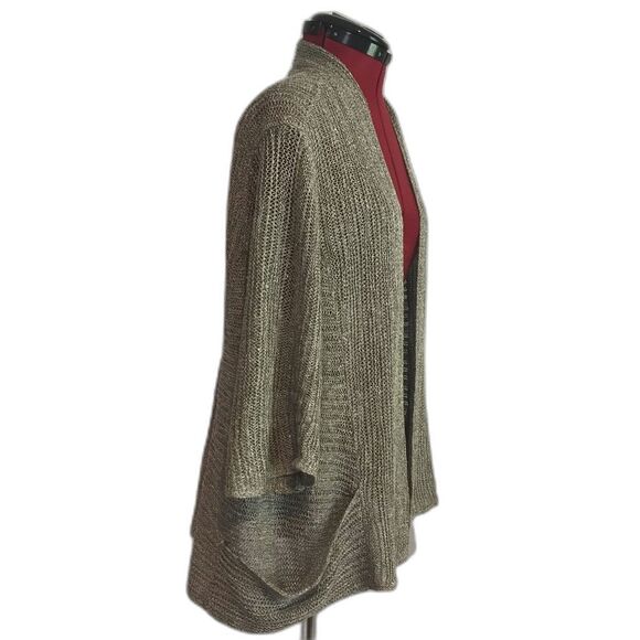 Eileen Fisher Linen Silk Blend Open Front Cardigan Women's Size Large Grey - Picture 3 of 10